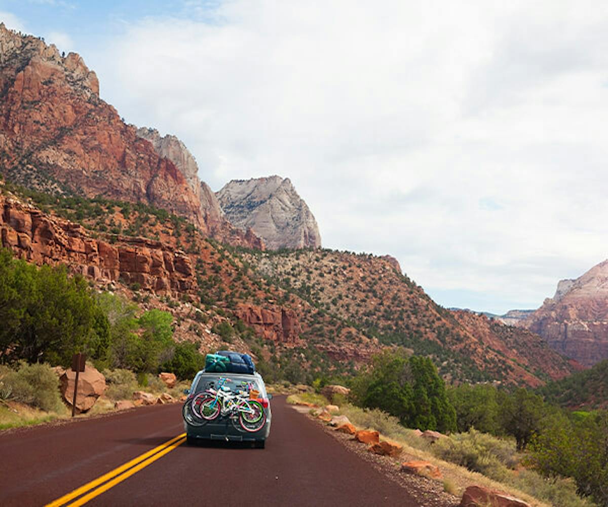 Car driving through the mountains