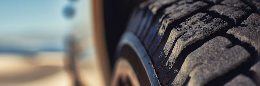 close up tire showing wear