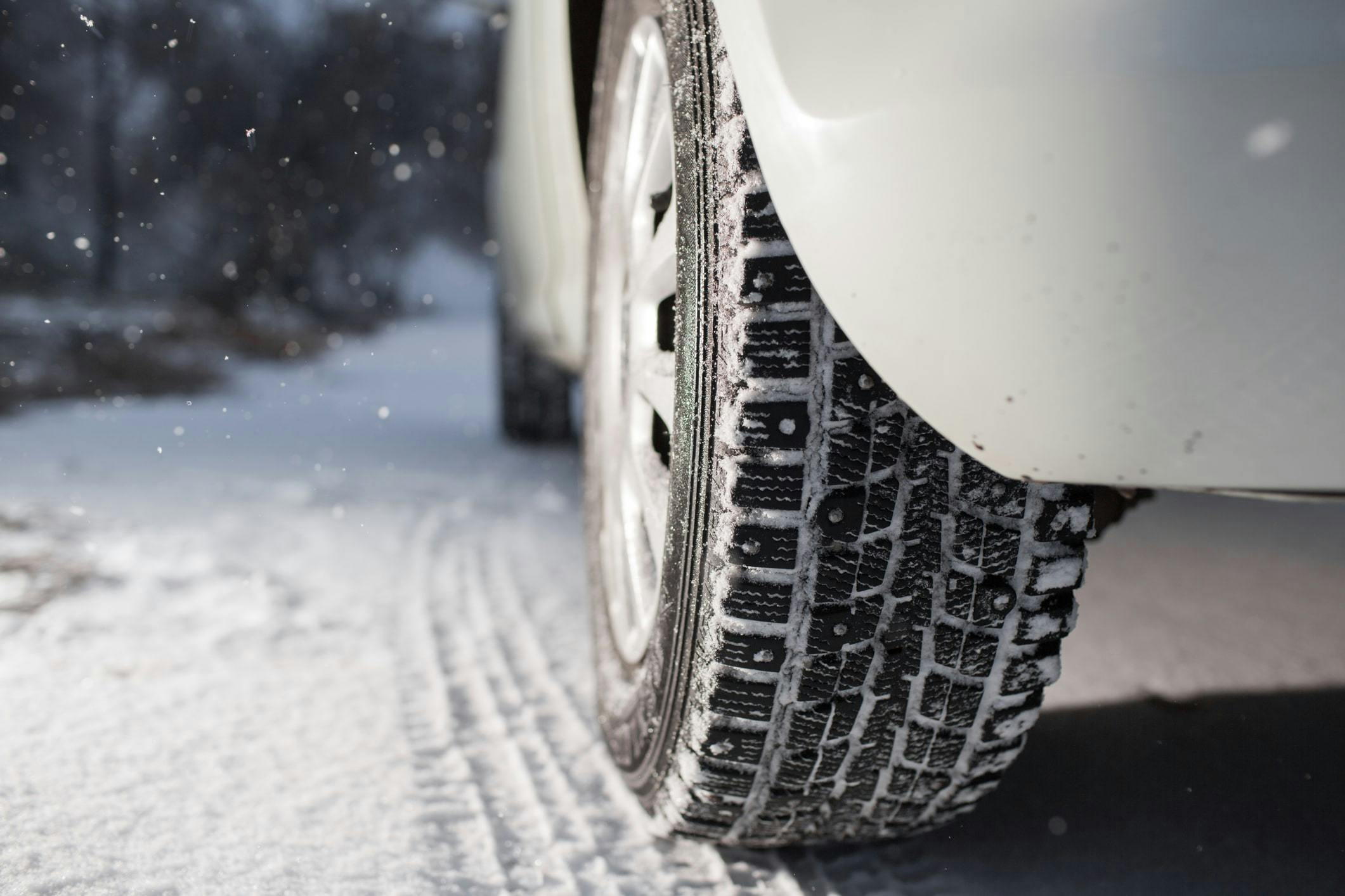 Tire close up in snow
