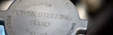 closeup of power steering fluid cap