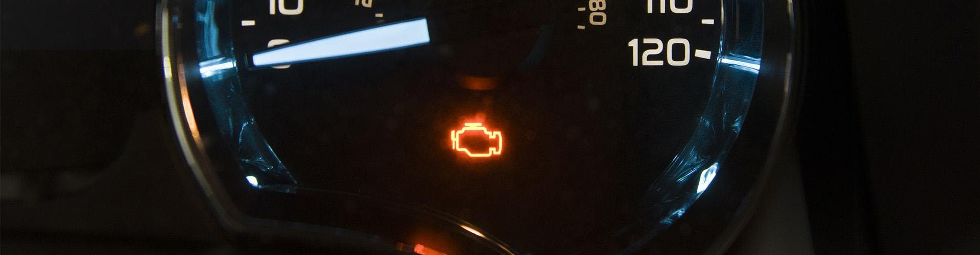 image of typical check engine light on a car dashboard