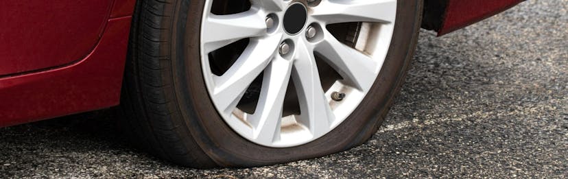 Flat tire on a car