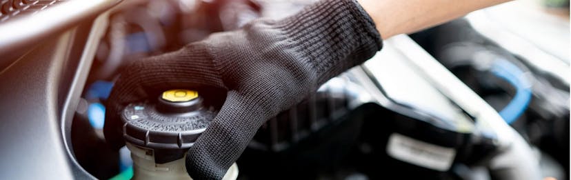 Jiffy Lube technician conducting a brake fluid test