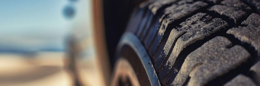 close up tire showing wear