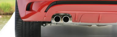 tail pipe of a red car